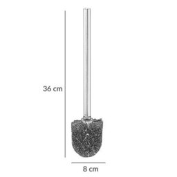 3 Black Toilet Brush Strong Bristles Stainless Steel Handle - thumbnail 2
