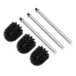 3 Black Toilet Brush Strong Bristles Stainless Steel Handle - thumbnail 4