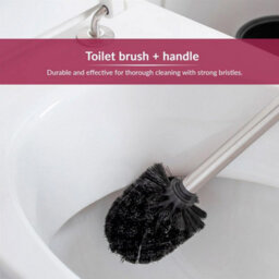 3 Black Toilet Brush Strong Bristles Stainless Steel Handle - thumbnail 5