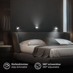 Briloner Cordless Led Wall Light Rechargeable Reading Bedside Lamp Stick-On Black - thumbnail 8