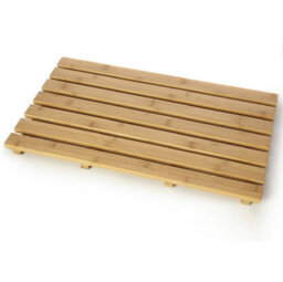 STALWART Bamboo Wooden Bath Mat - Non Slip Rubber Feet Rectangular Duckboard Mat For Bathroom, Shower, Spa & Outdoor Use - thumbnail 3