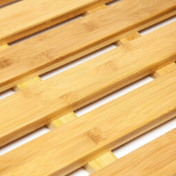 STALWART Bamboo Wooden Bath Mat - Non Slip Rubber Feet Rectangular Duckboard Mat For Bathroom, Shower, Spa & Outdoor Use - thumbnail 4