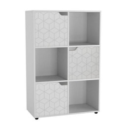 Urbn-Living 6-Cube Shelving Unit With Geo Doors - thumbnail 2