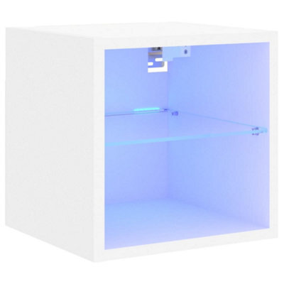 Berkfield Durable Tv Wall Cabinet With Led Lights White 30X28.5X30 Cm - image 1