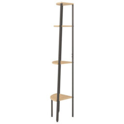 Vidaxl 4-Tier Corner Shelf Light Brown And Black 45.5X31.5X150 Cm - thumbnail 4