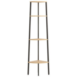 Vidaxl 4-Tier Corner Shelf Light Brown And Black 45.5X31.5X150 Cm - thumbnail 3