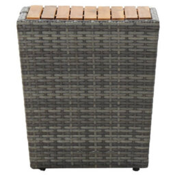 Berkfield Tea Table Grey 41.5X41.5X43Cm Poly Rattan And Solid Acacia Wood - thumbnail 2