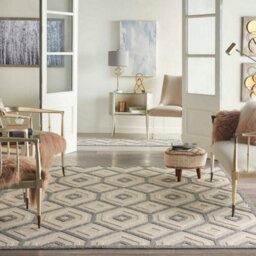 Cream Outdoor Rug, Abstract Optical/ (3D) Stain-Resistant Rug For Patio Decks, Modern Outdoor Area Rug-160Cm X 221Cm - thumbnail 3