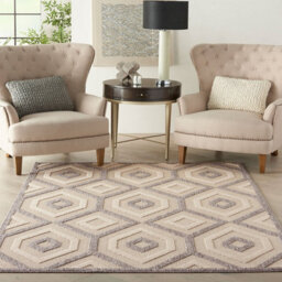 Cream Outdoor Rug, Abstract Optical/ (3D) Stain-Resistant Rug For Patio Decks, Modern Outdoor Area Rug-160Cm X 221Cm - thumbnail 1