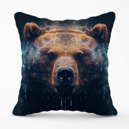 Warren Reed Designer Brown Bear Face Splashart Outdoor Cushion 45Cm X 45Cm - thumbnail 1