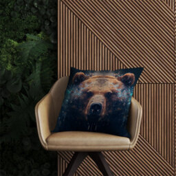 Warren Reed Designer Brown Bear Face Splashart Outdoor Cushion 45Cm X 45Cm - thumbnail 2