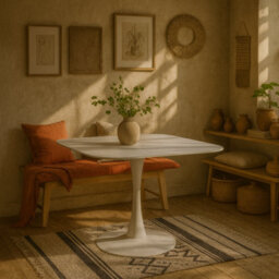 Wyld Haus Cloverfern Square Dining Table With White Ceramic Top And Sculptural Steel Base - thumbnail 2
