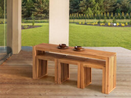 Beliani Garden Coffee Table Bellano 150 Cm 35 Cm Acacia Wood Brown - thumbnail 6