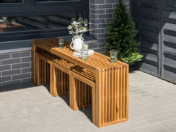 Beliani Garden Coffee Table Bellano 150 Cm 35 Cm Acacia Wood Brown - thumbnail 4