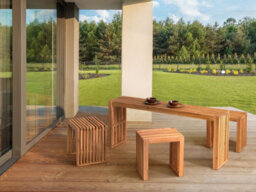 Beliani Garden Coffee Table Bellano 150 Cm 35 Cm Acacia Wood Brown - thumbnail 5