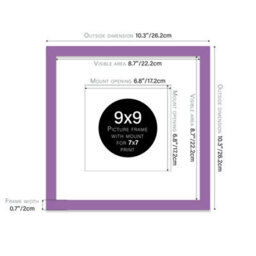 "9X9"" Purple Picture Frame - 9X9"" Square Frame With 7X7"" Mount For 9X9""/7X7"" Pictures Vintage Style Gallery Wall, 1 Pack" - thumbnail 2