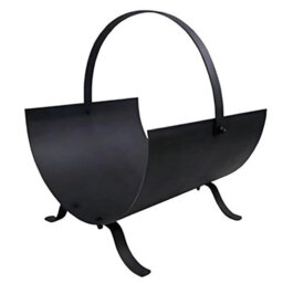 Metal Log Holder - Firewood Basket With Handle - Durable Log Holder For Fireplace, Patio, Hearth & Campfires (Black) - thumbnail 3