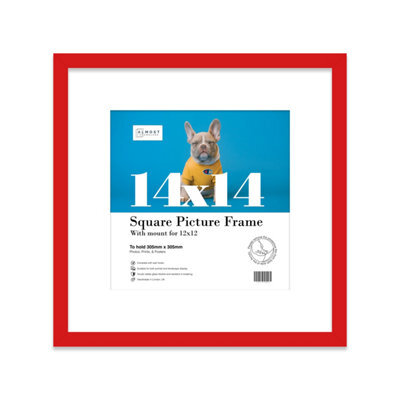 "14X14"" Red Picture Frame - 14X14"" Square Frame With 12X12"" Mount For 14X14""/12X12"" Pictures Vintage Style Thin Edge, 1 Pack" - image 1
