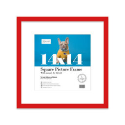 "14X14"" Red Picture Frame - 14X14"" Square Frame With 12X12"" Mount For 14X14""/12X12"" Pictures Vintage Style Thin Edge, 1 Pack" - thumbnail 1