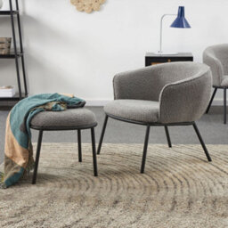 1001 X1 Dark Grey Bouclé Lounge Chair Stool, Footrest, Ottoman - thumbnail 6