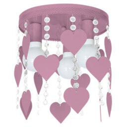 Milagro Corazon Pink Ceiling Lamp 3Xe27 Delightful Hand Made Bedroom Centrepiece In Baby Pink With Hearts And Crystals - thumbnail 7
