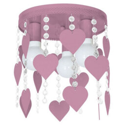 Milagro Corazon Pink Ceiling Lamp 3Xe27 Delightful Hand Made Bedroom Centrepiece In Baby Pink With Hearts And Crystals - thumbnail 4