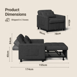 Bealife 3-In-1 Convertible Armchair Bed, Adjustable Sofa Bed With Recliner Function, Space-Saving Sleeping Chair For Small Rooms - thumbnail 4