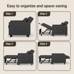 Bealife 3-In-1 Convertible Armchair Bed, Adjustable Sofa Bed With Recliner Function, Space-Saving Sleeping Chair For Small Rooms - thumbnail 5