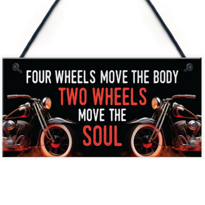 Red Ocean Vintage Motorcycle Sign Two Wheels Move The Soul Quirky Garage Man Cave Sign Motorbike Biker Gift For Dad Uncle Son - image 1