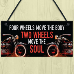 Red Ocean Vintage Motorcycle Sign Two Wheels Move The Soul Quirky Garage Man Cave Sign Motorbike Biker Gift For Dad Uncle Son - thumbnail 2