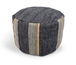 Littens Denim Stripes Handwoven Chunky Cotton Round Pouffe Seat Bean Bag Footstool 50Cm X 35Cm