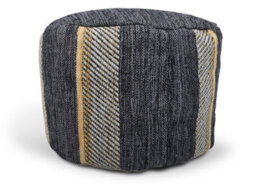Littens Denim Stripes Handwoven Chunky Cotton Round Pouffe Seat Bean Bag Footstool 50Cm X 35Cm - thumbnail 3