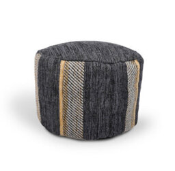 Littens Denim Stripes Handwoven Chunky Cotton Round Pouffe Seat Bean Bag Footstool 50Cm X 35Cm - thumbnail 2