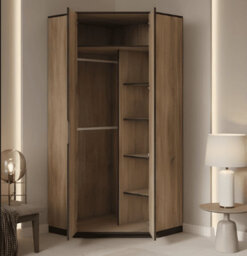Amos Mann Furniture Delta Corner Wardrobe Oak Effect With Slate Grey F04 - thumbnail 7