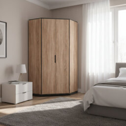 Amos Mann Furniture Delta Corner Wardrobe Oak Effect With Slate Grey F04 - thumbnail 5
