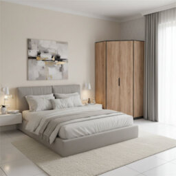 Amos Mann Furniture Delta Corner Wardrobe Oak Effect With Slate Grey F04 - thumbnail 6