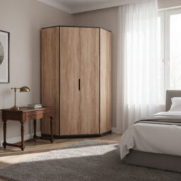 Amos Mann Furniture Delta Corner Wardrobe Oak Effect With Slate Grey F04 - thumbnail 4