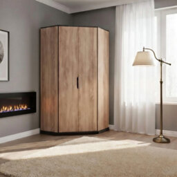 Amos Mann Furniture Delta Corner Wardrobe Oak Effect With Slate Grey F04 - thumbnail 1