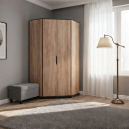 Amos Mann Furniture Delta Corner Wardrobe Oak Effect With Slate Grey F04 - thumbnail 2