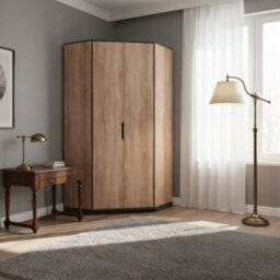 Amos Mann Furniture Delta Corner Wardrobe Oak Effect With Slate Grey F04 - thumbnail 3