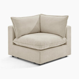 Furniturebox Uk Echo Cream Linen-Look Fabric Corner Armchair For Modular Sofa - thumbnail 6