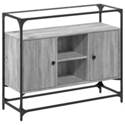 Berkfield Sideboard With Glass Top Grey Sonoma 98X35X81 Cm Engineered Wood - thumbnail 2