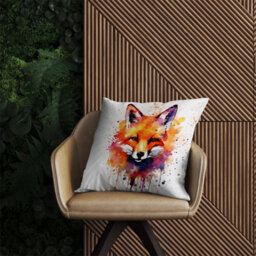 Warren Reed Designer Watercolour Splashart Fox Face Outdoor Cushion 45Cm X 45Cm - thumbnail 2