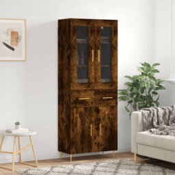 Berkfield Elegant Highboard Smoked Oak 69.5X34X180 Cm Engineered Wood - thumbnail 2