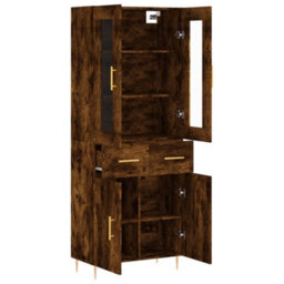 Berkfield Elegant Highboard Smoked Oak 69.5X34X180 Cm Engineered Wood - thumbnail 4