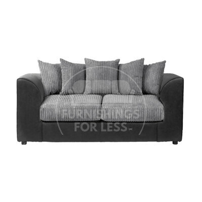 Furnishings For Less UK Luxor Jumbo Cord Black And Grey Fabric 3 Seater Sofa - image 1