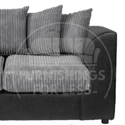 Furnishings For Less UK Luxor Jumbo Cord Black And Grey Fabric 3 Seater Sofa - thumbnail 2