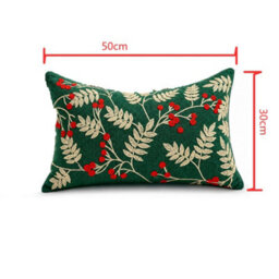 Amorly Green Red Berry Embroidered Lumbar Throw Pillow Cover 30X50Cm Rectangular Cushion Case Without Insert - thumbnail 2