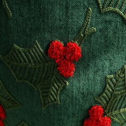 Amorly Green Red Berry Embroidered Lumbar Throw Pillow Cover 30X50Cm Rectangular Cushion Case Without Insert - thumbnail 5