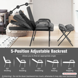 Costway Modern Accent Chair Linen Fabric Upholstered Single Sofa Chair W/ Ottoman - thumbnail 6